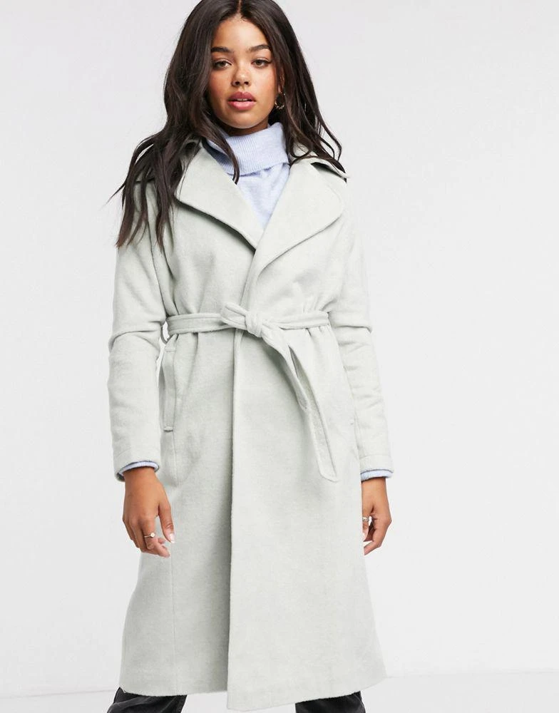 商品Liquorish|Liquorish wrap coat in duck egg blue,价格¥277,第3张图片详细描述