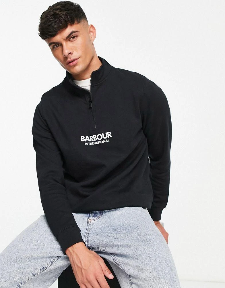 商品Barbour|Barbour International Transmission half zip sweatshirt in black,价格¥697,第1张图片