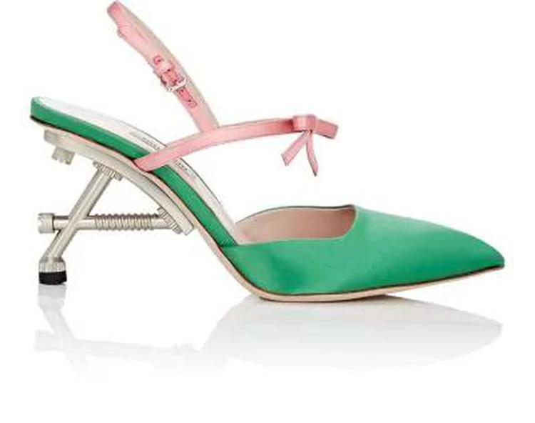 商品Miu Miu|Structured-Heel Satin Ankle-Strap Pumps,价格¥5202,第1张图片