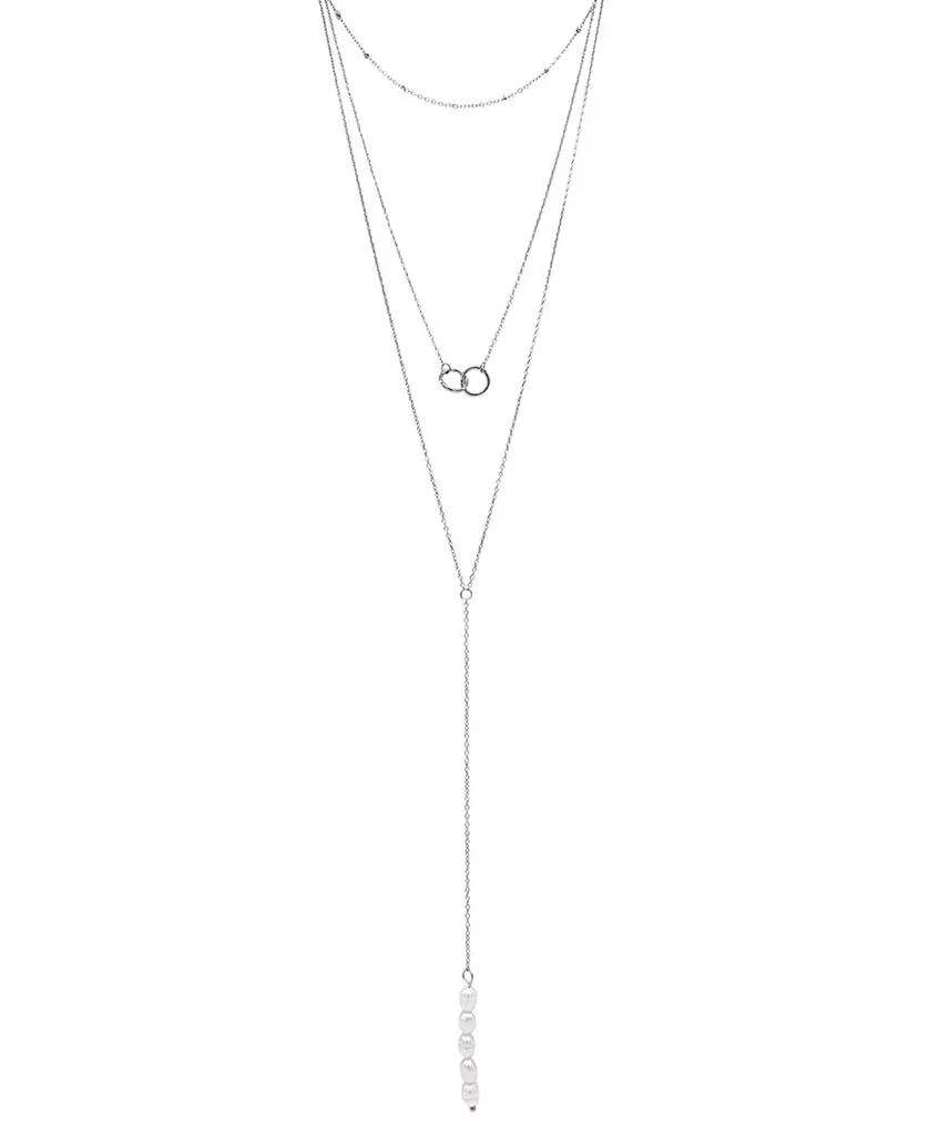 商品ADORNIA|Silver-Tone Freshwater Pearl (3mm) Lariat Layered Necklace, 16" + 2" extender,价格¥165,第1张图片