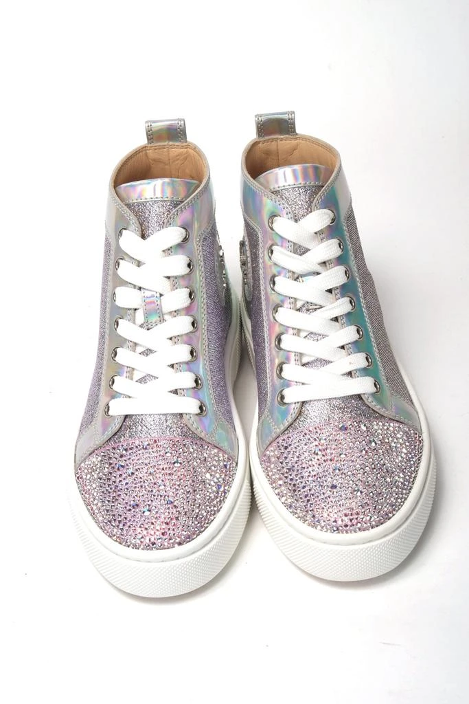 商品Christian Louboutin|Christian Louboutin Ab/Silver Super Lou Strass Fla Sneakers,价格¥5532,第3张图片详细描述