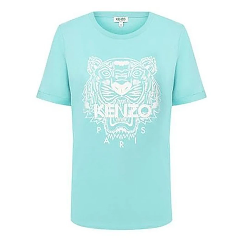 商品Kenzo|【现货】高田贤三 女士绿色白虎头棉质T恤,价格¥706,第1张图片