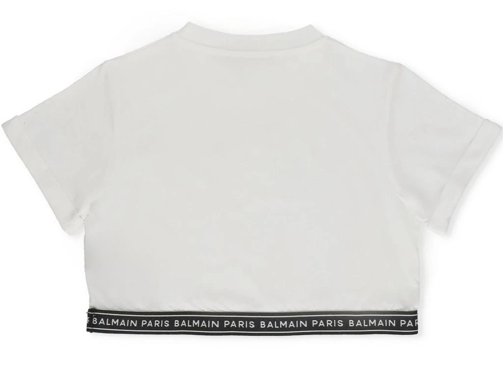 商品Balmain|Balmain Kids Logo Printed Cropped T-Shirt,价格¥757,第2张图片详细描述