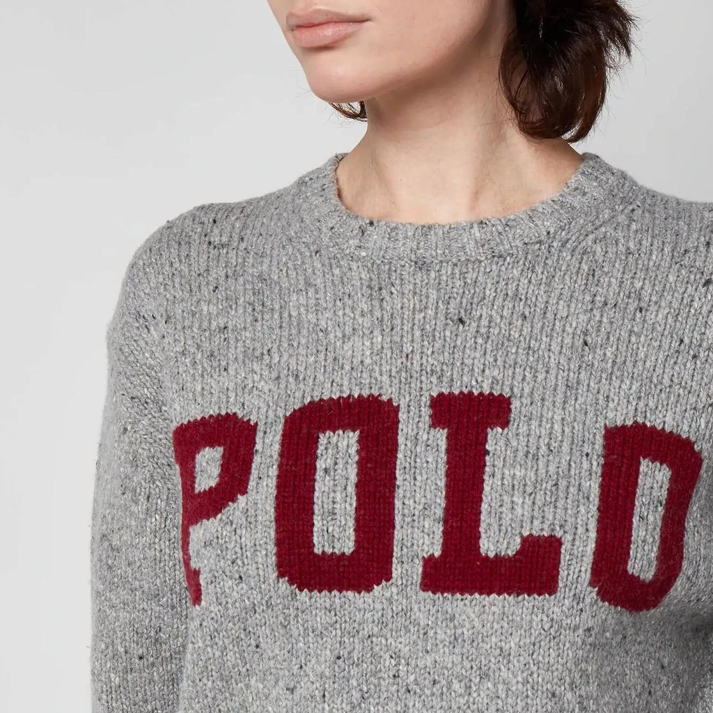 商品Ralph Lauren|Polo Ralph Lauren Women's Large Polo Logo Sweatshirt - Grey Donegal/Wine,价格¥1352,第4张图片详细描述