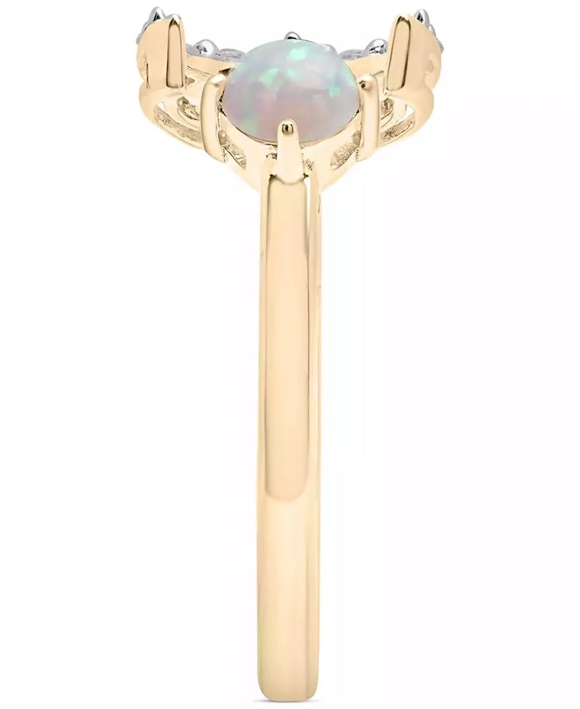 Lab-Created Opal (1/10 ct. t.w.) & Lab-Created White Sapphire (3/8 ct. t.w.) Crescent Moon Cuff Ring in 14k Gold-Plated Sterling Silver 商品