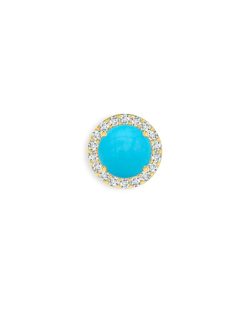 商品Meira T|14K Yellow Gold Turquoise & Diamond Halo Stud Earring,价格¥1645,第1张图片详细描述