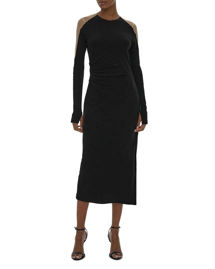 商品Helmut Lang|Sheer Combo Sleeve Midi Dress,价格¥941,第1张图片
