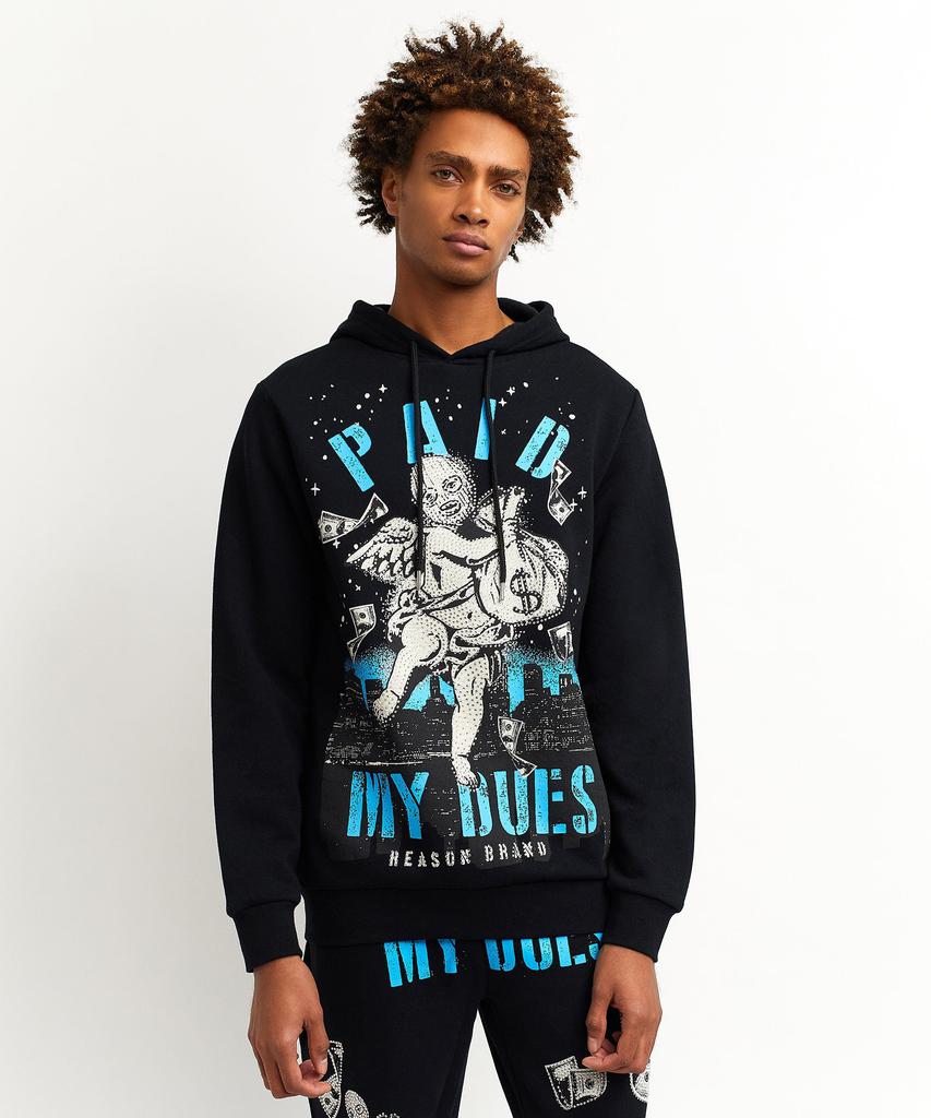 Paid My Dues Front Print Rhinestone Hoodie商品第1张图片规格展示