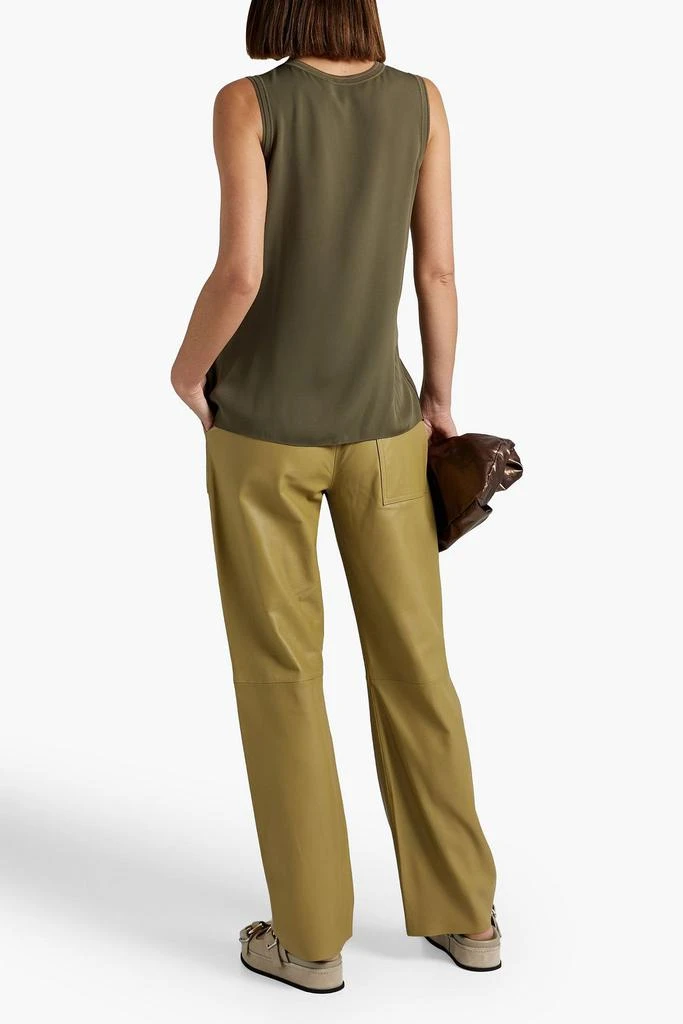 商品Theory|Ribbed knit-trimmed silk crepe de chine top,价格¥859,第1张图片