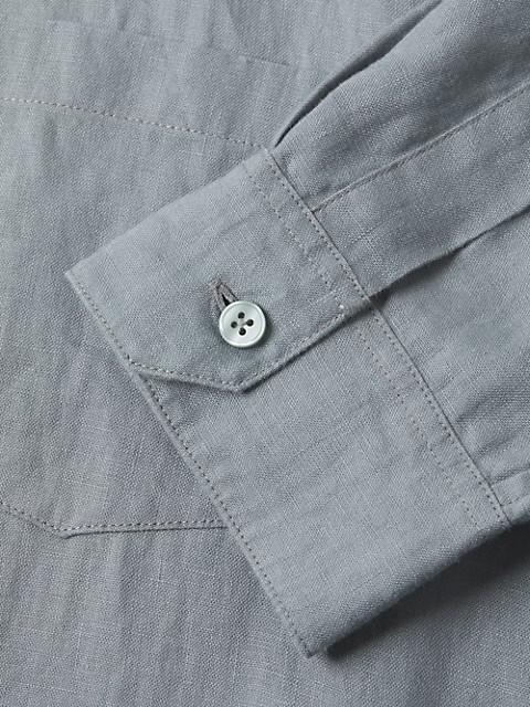 Linen Long-Sleeve Button-Up Shirt商品第6张图片规格展示