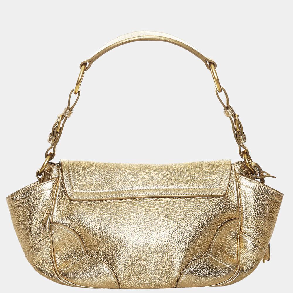 商品[二手商品] Prada|Prada Gold Sound Lock Leather Shoulder Bag,价格¥4484,第5张图片详细描述