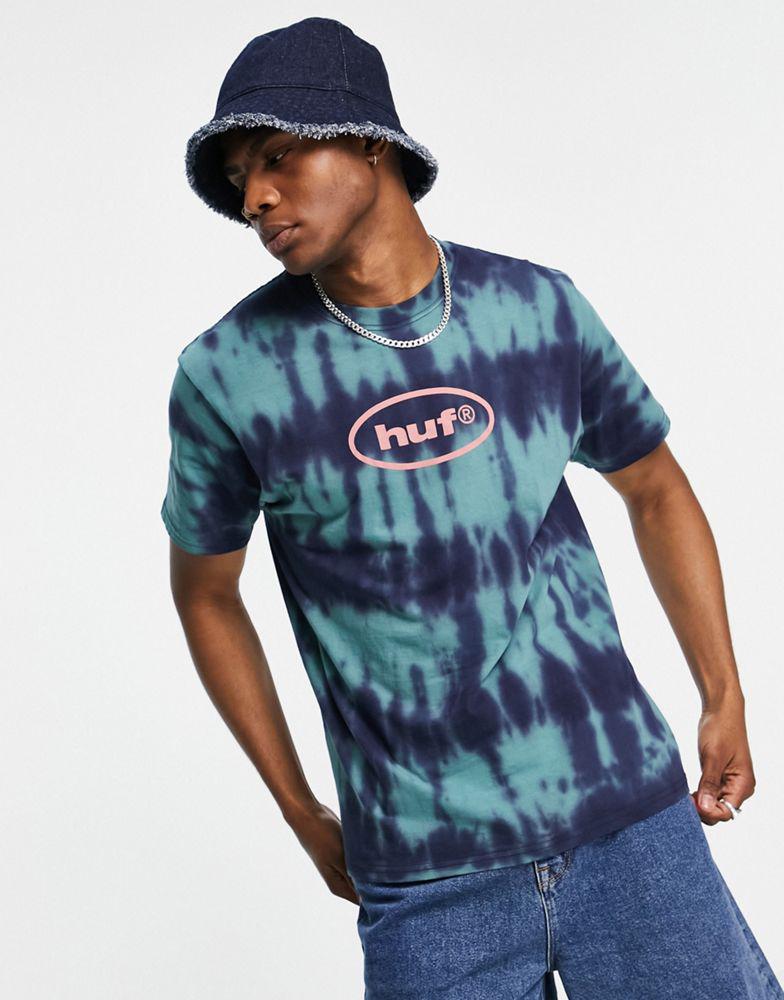 HUF tie dye t-shirt in navy商品第1张图片规格展示