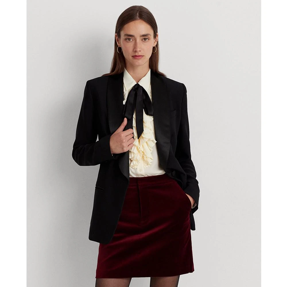 商品Ralph Lauren|Women's Satin-Trim Crepe Blazer,价格¥928,第1张图片