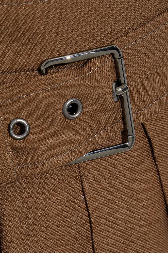 Belted metallic wool-blend twill straight-leg pants商品第2张图片规格展示