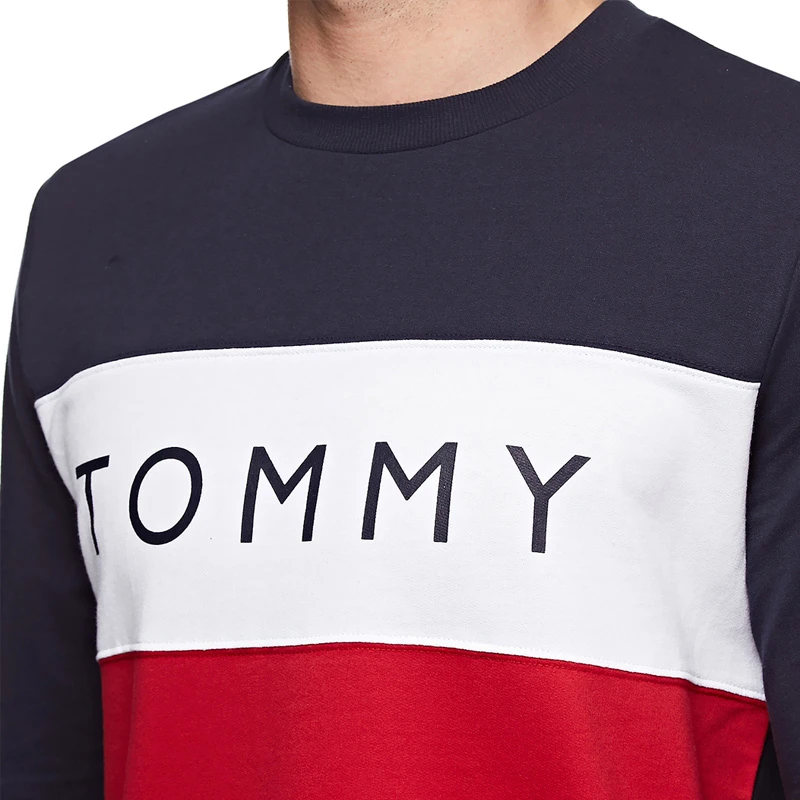 商品[国内直发] Tommy Hilfiger|TOMMY HILFIGER 汤米·希尔费格 男士海军蓝搭配红色长袖运动衫 09T3301-410,价格¥163,第1张图片