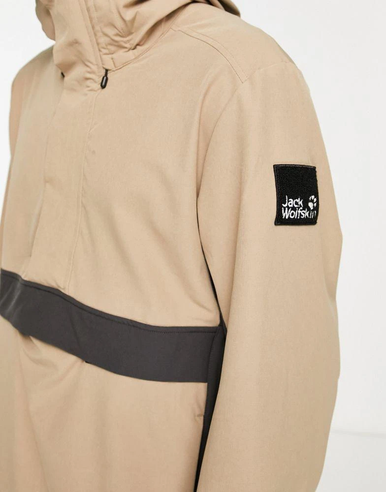 商品Jack Wolfskin|Jack Wolfskin Bernauer overhead hooded jacket in brown,价格¥551,第3张图片详细描述