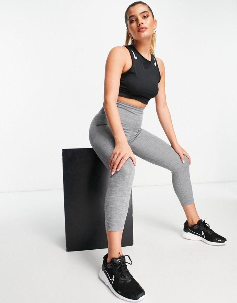 Nike Training One Dri-FIT cropped leggings in grey商品第4张图片规格展示