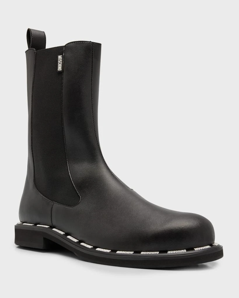 商品Moschino|Men's Leather Label Pull-On Boots,价格¥2659,第3张图片详细描述