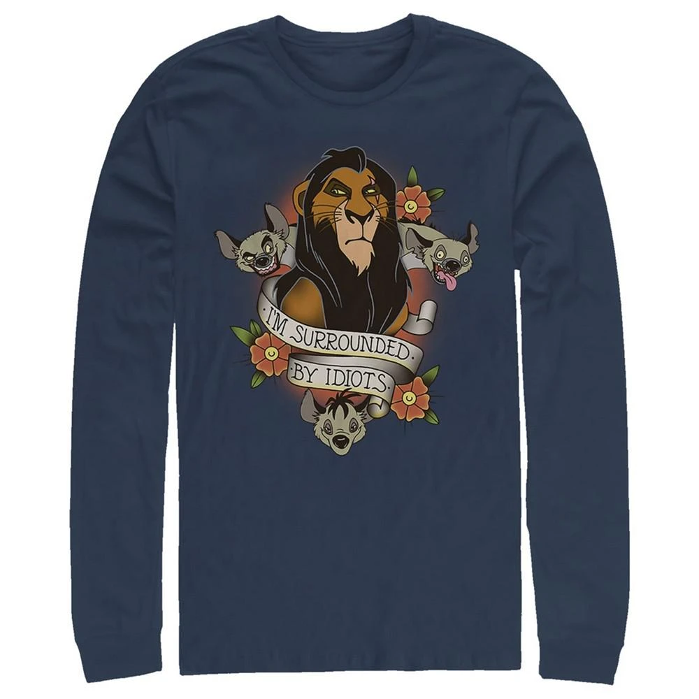 商品Disney|Disney Men's Lion King Scar Surrounded by Idiots Tattoo, Long Sleeve T-Shirt,价格¥222,第2张图片详细描述