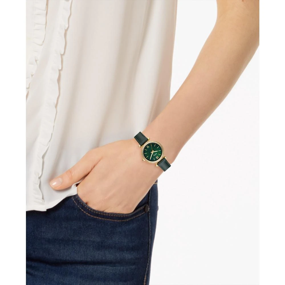 商品Fossil|Women's Mini Carlie Green Leather Strap Watch 28mm,价格¥301,第5张图片详细描述