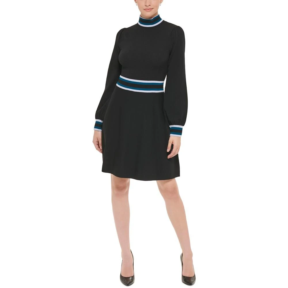 商品Vince Camuto|Petite Mock Neck Fit & Flare Dress,价格¥380,第1张图片