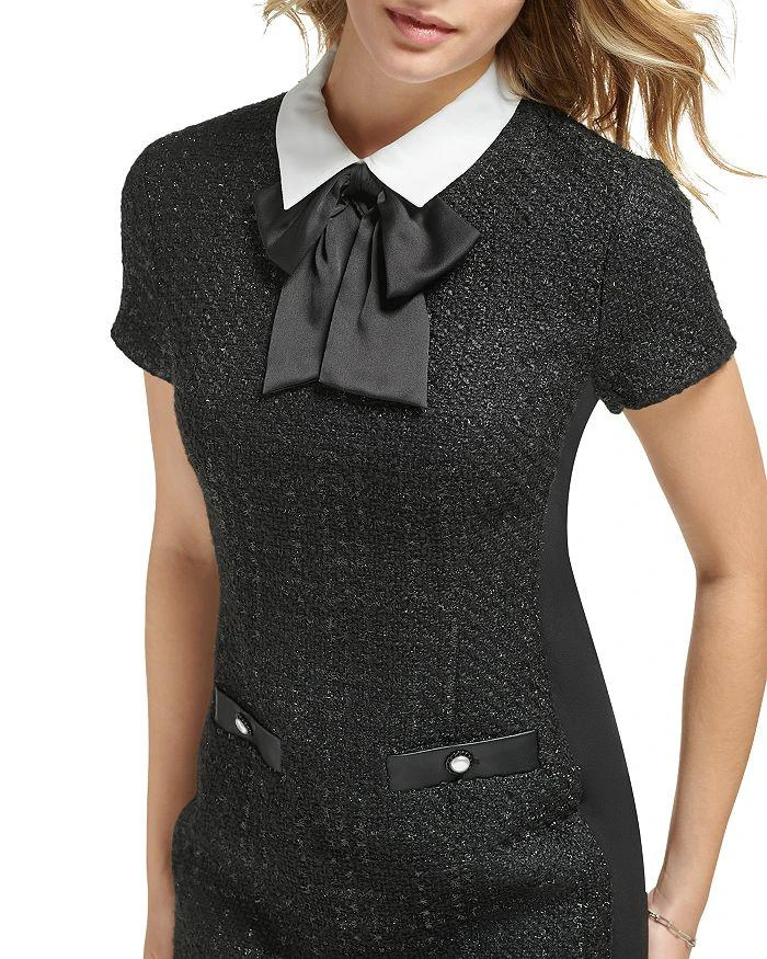 商品Karl Lagerfeld Paris|Collared Bow Neck Sheath Dress,价格¥880,第4张图片详细描述