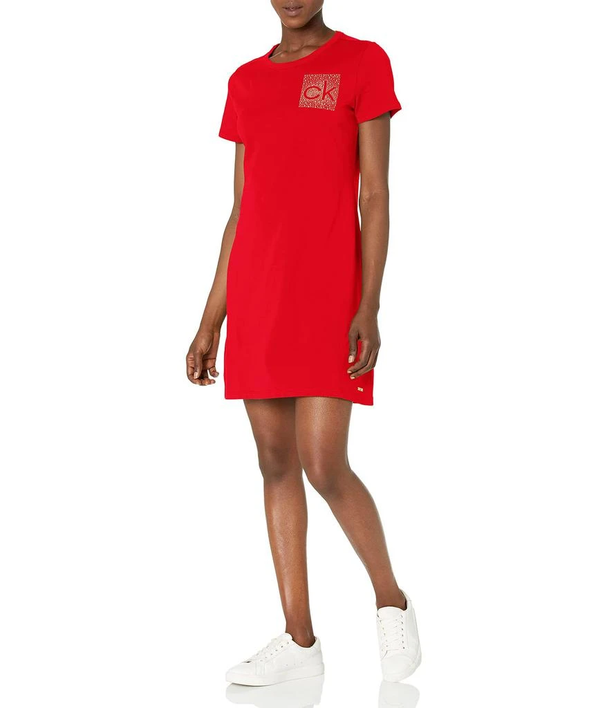 商品Calvin Klein|Women's Short Sleeve T-Shirt Dress with Ck Logo,价格¥367,第1张图片