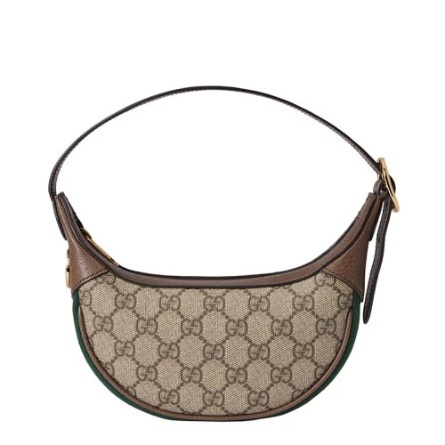 商品Gucci| GUCCI/古驰 Ophidia GG系列 女士迷你米色乌木色帆布配皮半月形单肩腋下包65855196IWG8745,价格¥7383,第1张图片