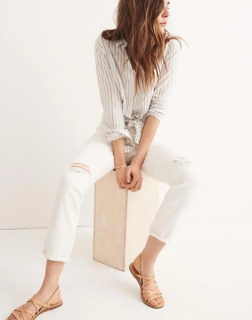 商品Madewell|The High-Rise Slim Boyjean in Tile White,价格¥635,第1张图片