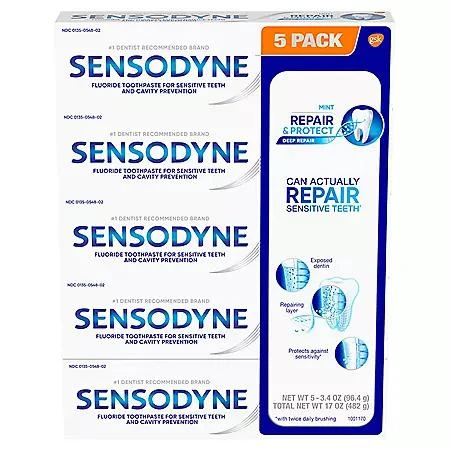 商品Sensodyne|Sensodyne Repair & Protect Toothpaste for Sensitive Teeth, 3.4 oz., 5 pk.,价格¥180,第1张图片