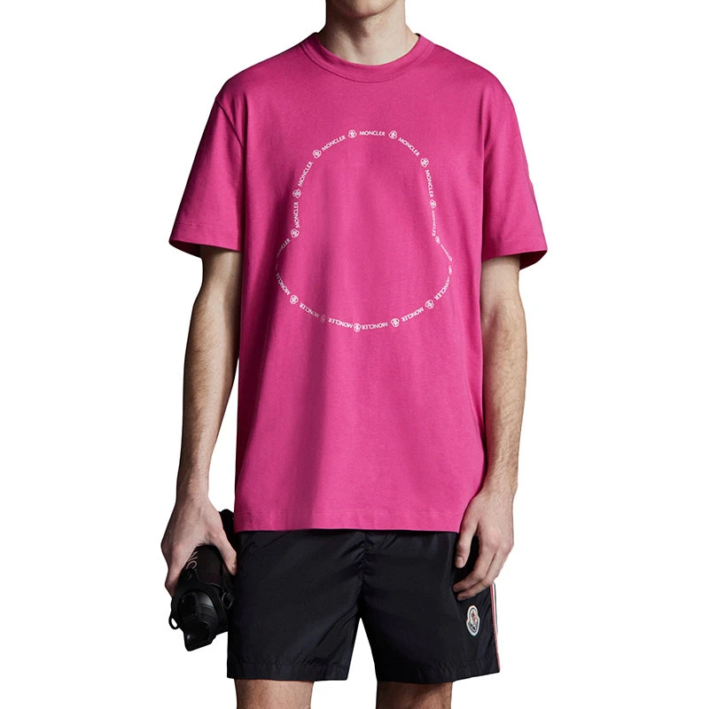 【预售3-7天】Moncler/蒙克莱 22年秋冬新款 男士紫红色纯棉大徽标印花短袖T恤H10918C000278390T55M 商品