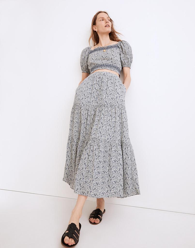 商品Madewell|Button-Front Tiered Maxi Skirt in Florentine Floral,价格¥370,第3张图片详细描述