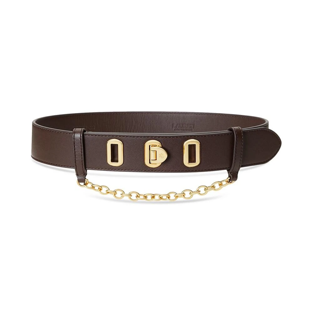 商品Ralph Lauren|Women's Flip-Lock Leather Wide Belt,价格¥849,第1张图片