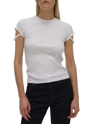 商品Helmut Lang|Rib-Knit Cotton T-Shirt,价格¥508,第1张图片