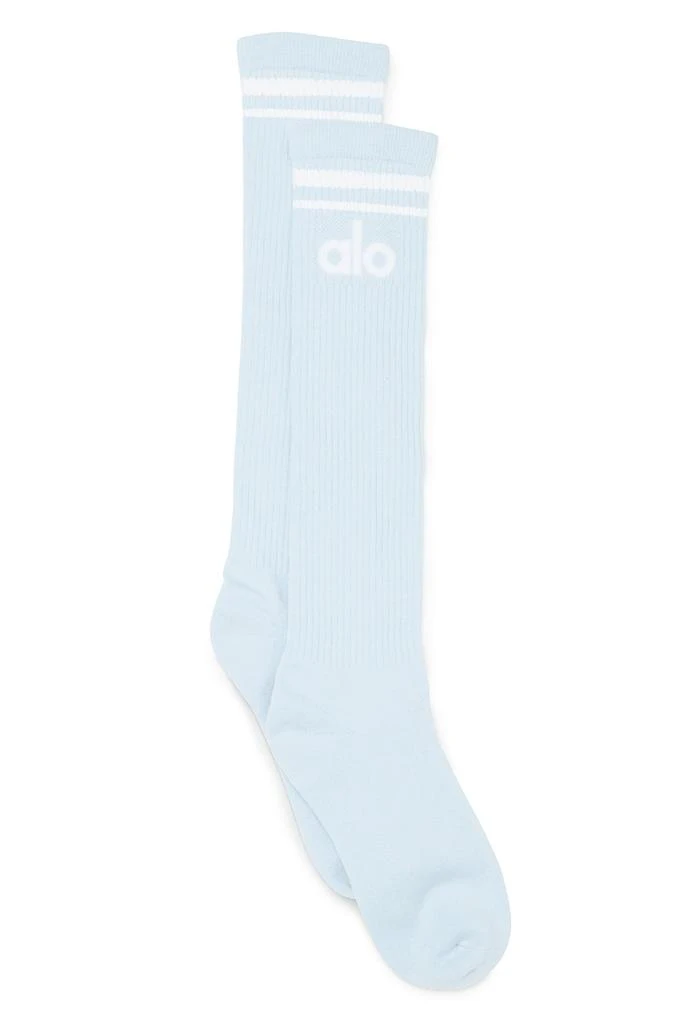 商品Alo|Women's Knee-High Throwback Sock - Powder Blue/White,价格¥210,第1张图片