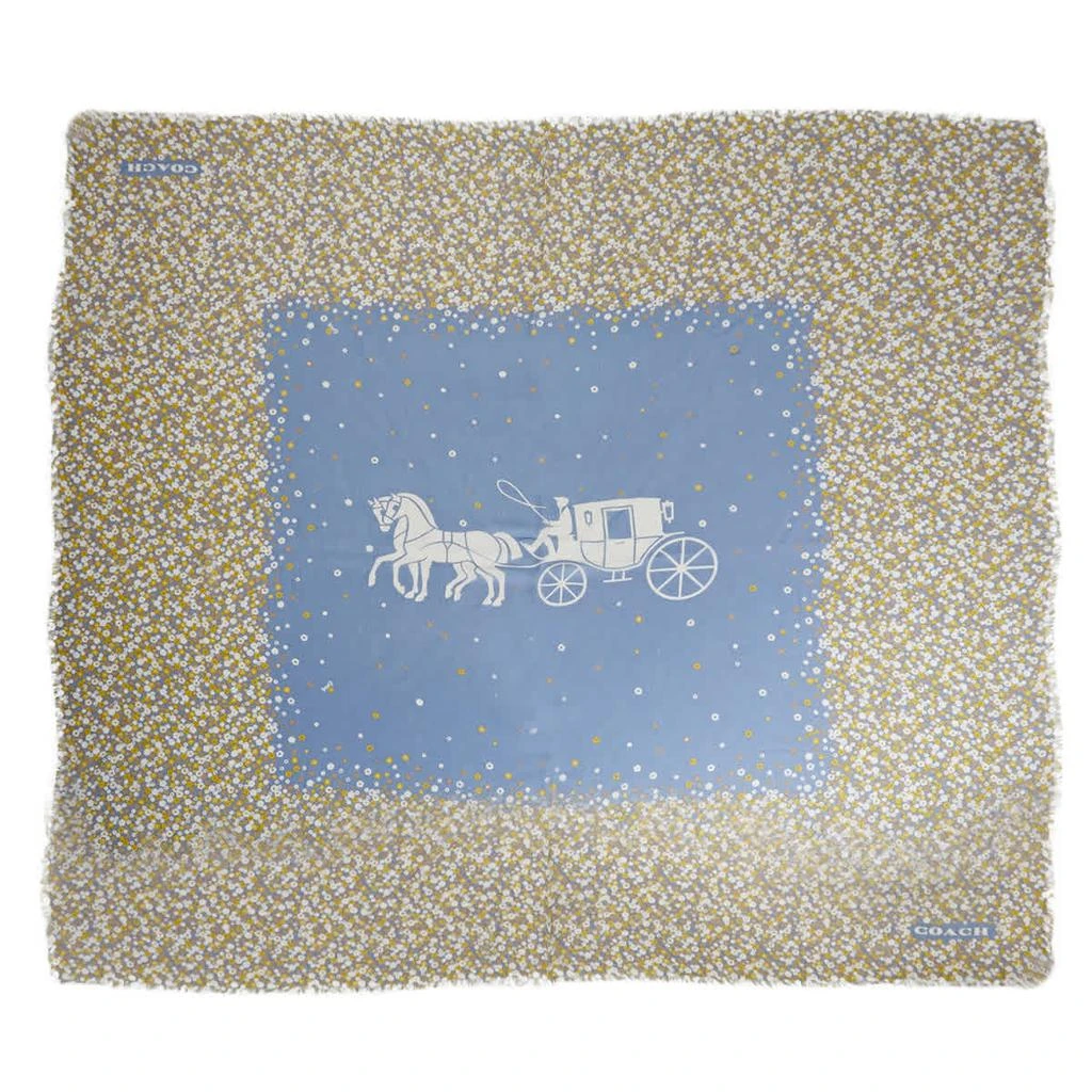 商品Coach|Horse And Carriage Tea Rose Print Oversized Square Scarf,价格¥465,第2张图片详细描述