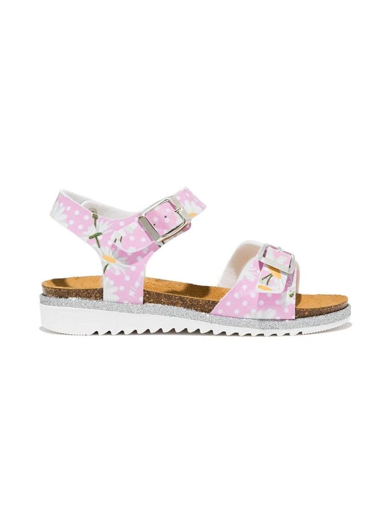 商品MONNALISA|Monnalisa Pink Polka Dot Sandals With Floral Print,价格¥581,第1张图片