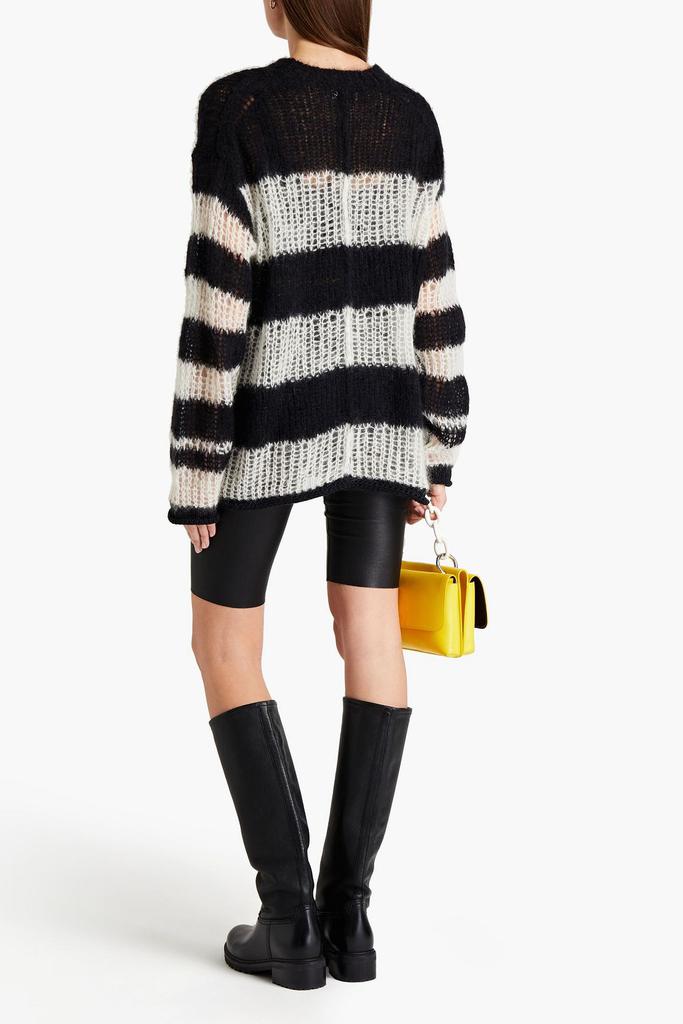 Oversized striped open-knit mohair-blend sweater商品第3张图片规格展示