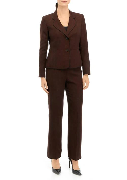 商品Le Suit|Suit Womens Twill Two Button Framed Jacket And Pant Set,价格¥1166,第1张图片