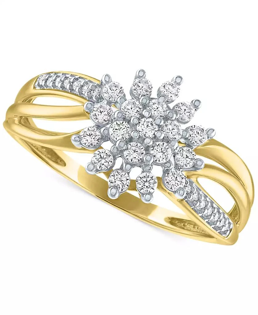 商品Forever Grown Diamonds|Lab Grown Diamond Star Cluster Ring (1/3 ct. t.w.) in 10k Gold,价格¥2591,第1张图片