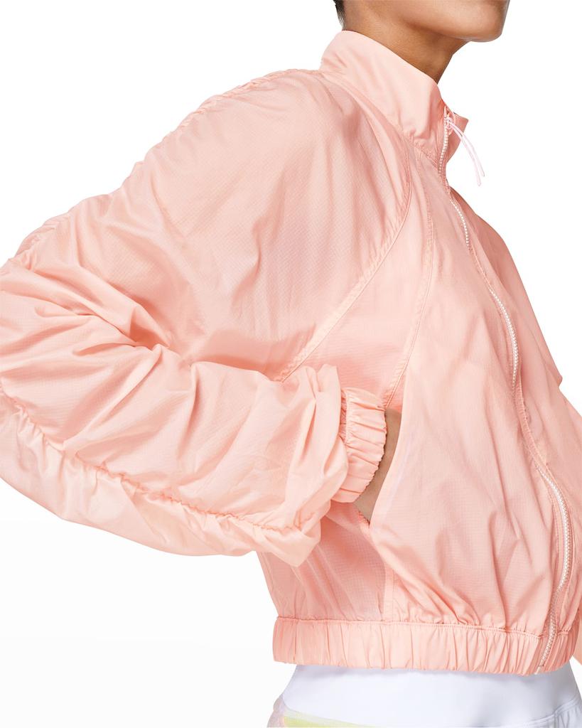 Slip Stream Ruched-Sleeve Front-Zip Running Jacket商品第5张图片规格展示