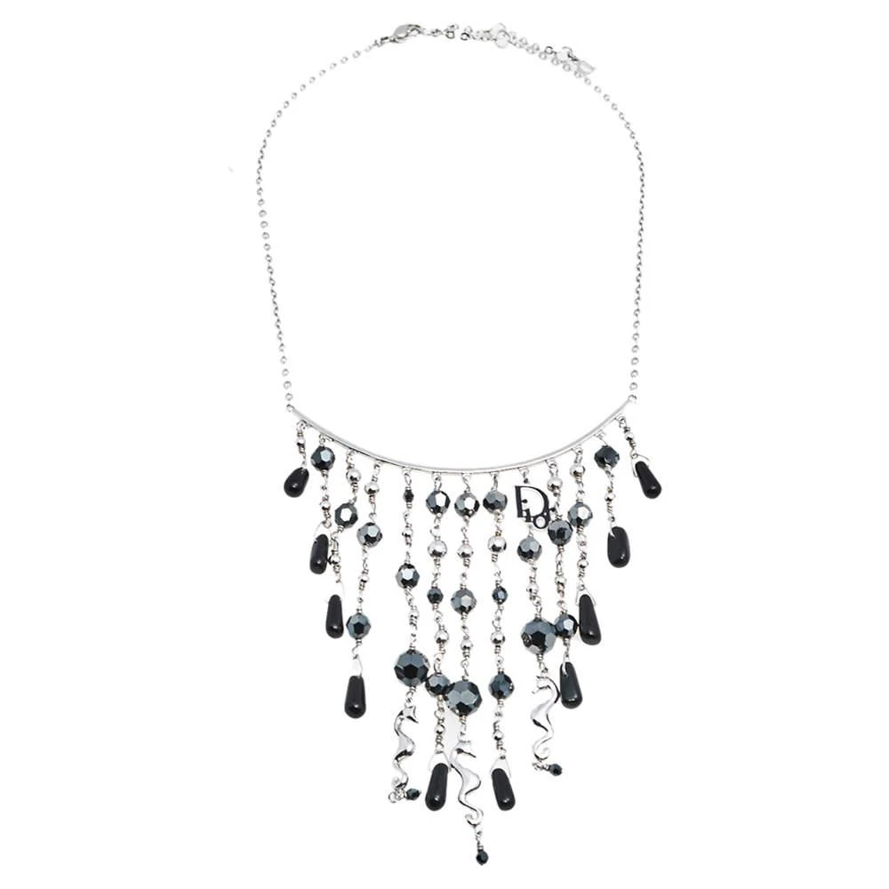 商品[二手商品] Dior|Dior Black Beaded Logo Charm Tasseled Choker Necklace ,价格¥1609,第1张图片