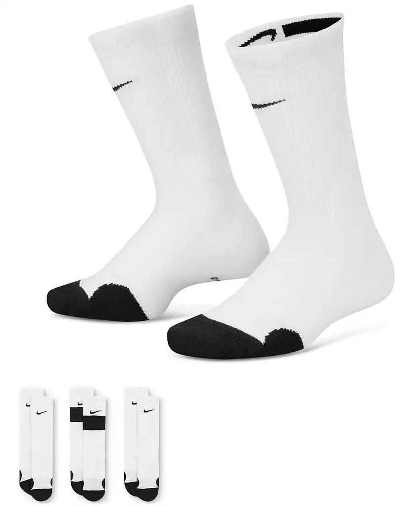 商品NIKE|Big Kids Elite Basketball Crew Socks, Pack of 3,价格¥170,第1张图片