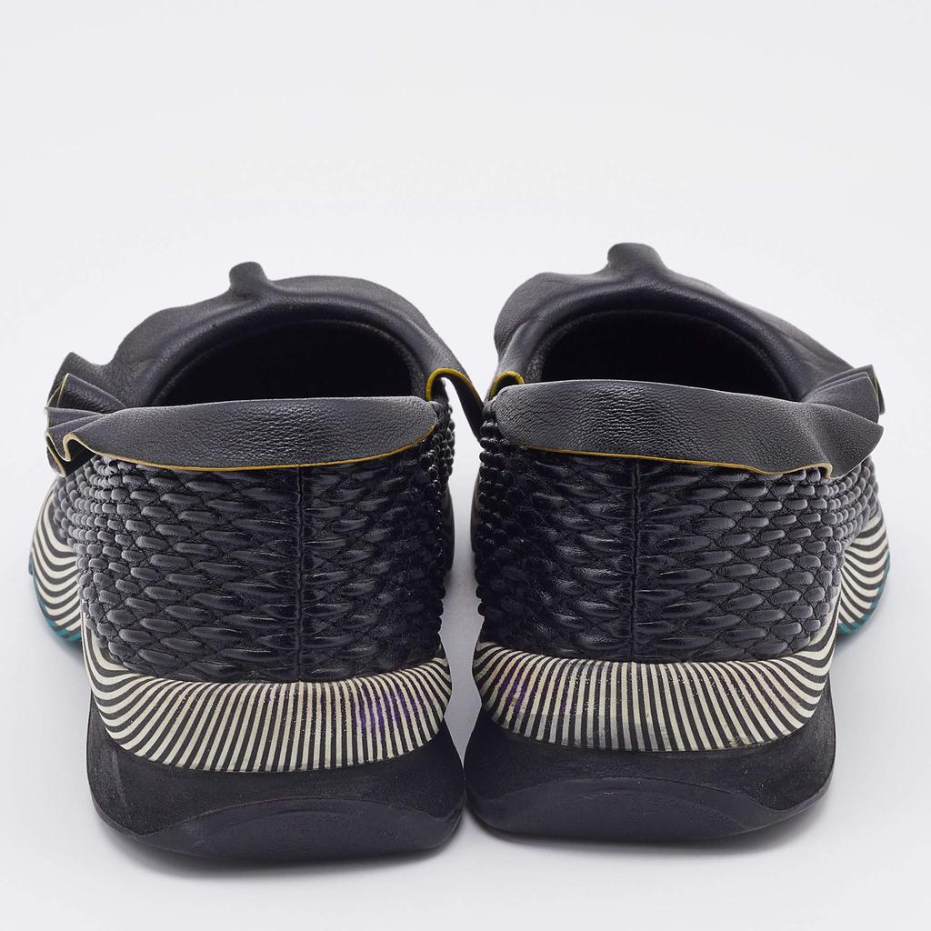 Fendi Black Leather Ruffle Slip On Sneakers Size 39.5商品第5张图片规格展示