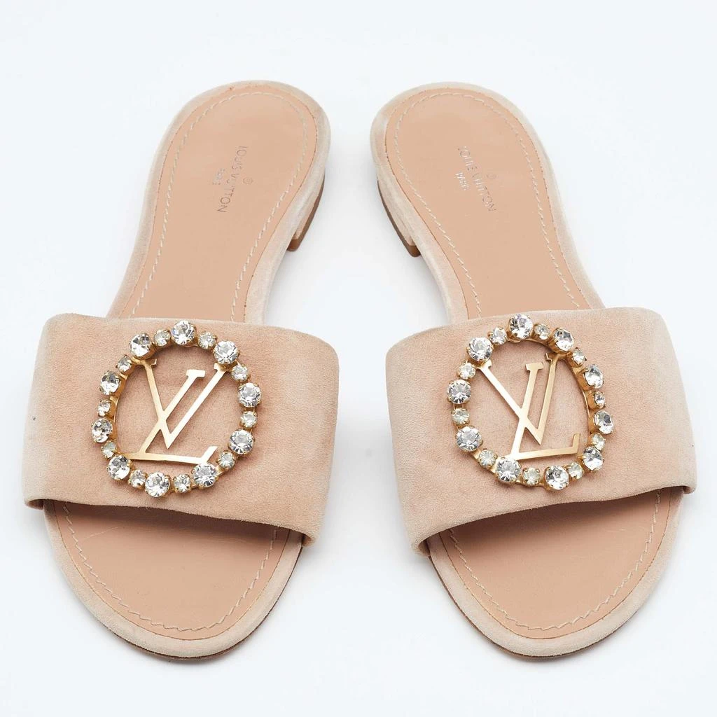 商品[二手商品] Louis Vuitton|Louis Vuitton Blush Pink Suede Crystal Madeleine Flat Mules Size 37,价格¥1941,第3张图片详细描述
