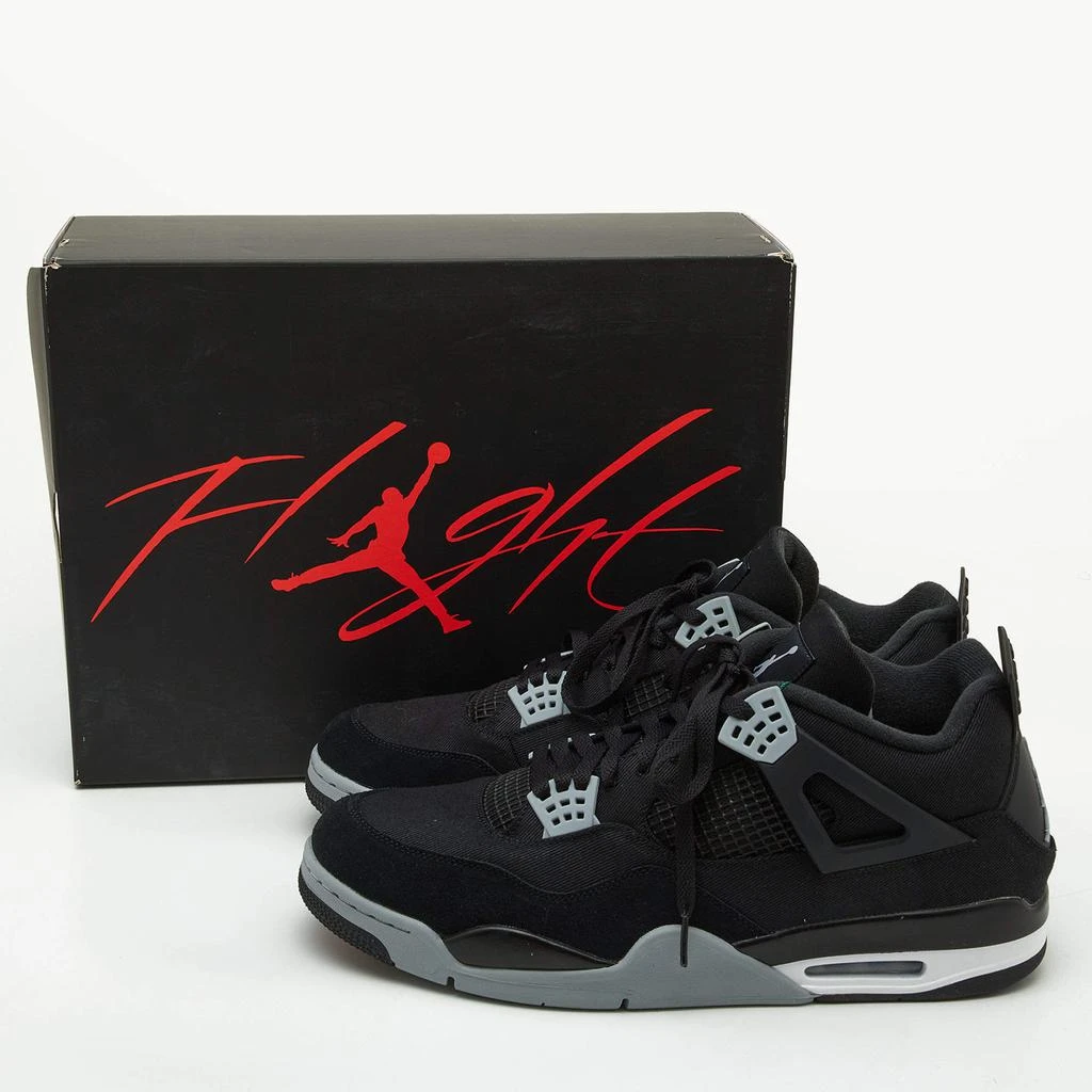 Air Jordans Black Canvas and Suede Jordan 4 Retro Sneakers Size 50.5 商品