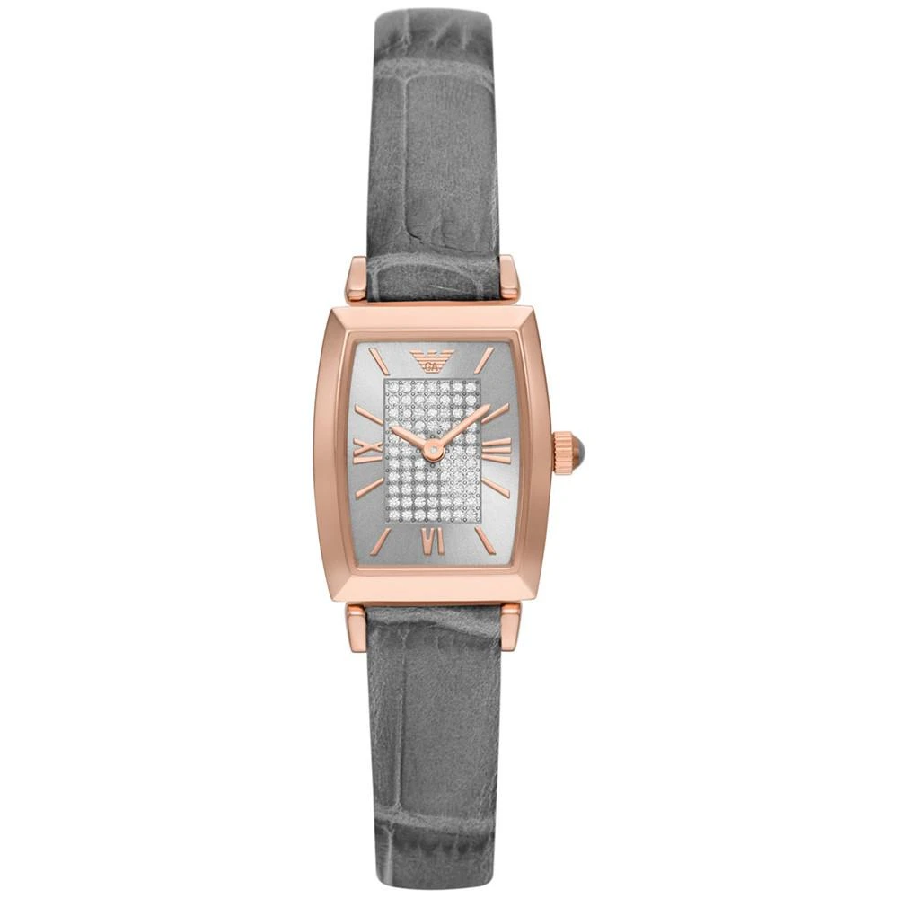 商品Emporio Armani|Women's Gray Leather Strap Watch 26mm,价格¥2357,第1张图片