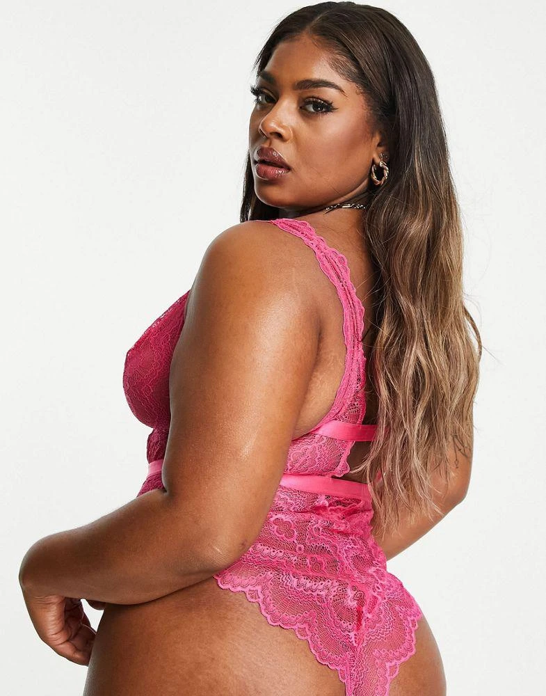 商品ASOS|ASOS DESIGN Curve Rosie lace soft body in hot pink,价格¥166,第2张图片详细描述
