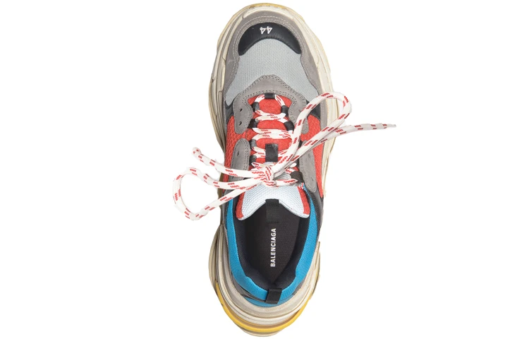 商品[国内直发] Balenciaga|巴黎世家 Triple S 潮流百搭 户外厚底 低帮 老爹鞋 男款 蓝灰红黑 做旧版,价格¥8007,第4张图片详细描述