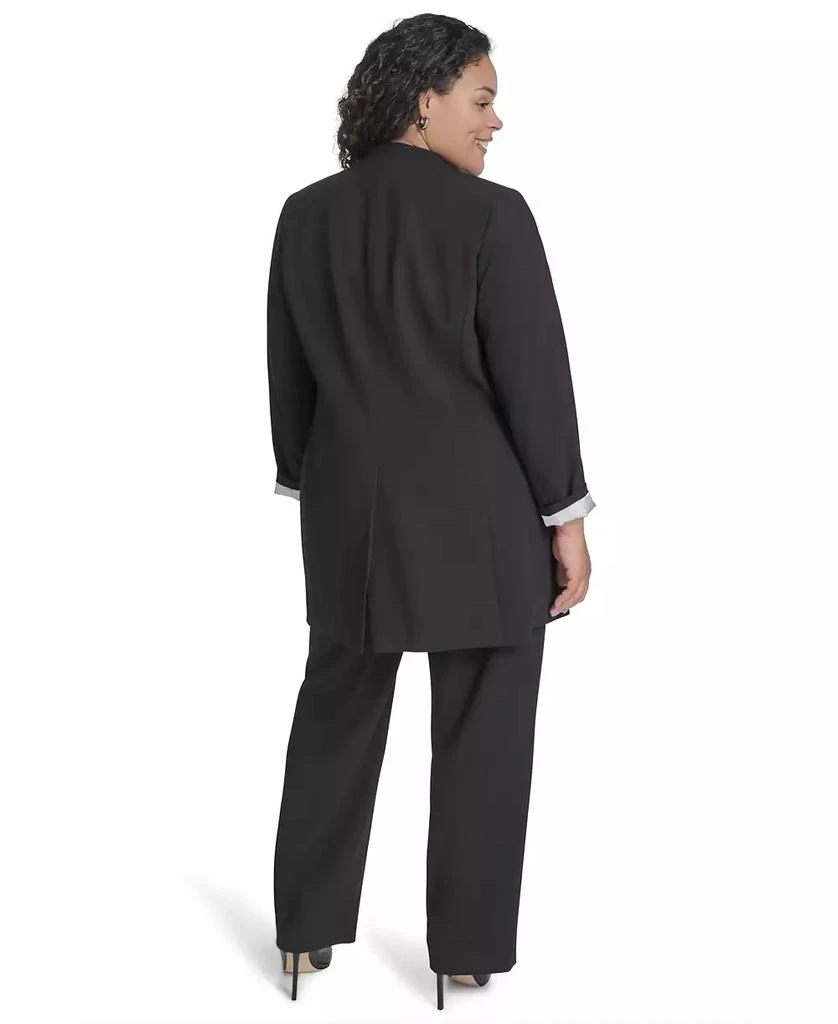 商品Calvin Klein|Plus Size Collarless Open-Front Topper Jacket,价格¥829,第5张图片详细描述